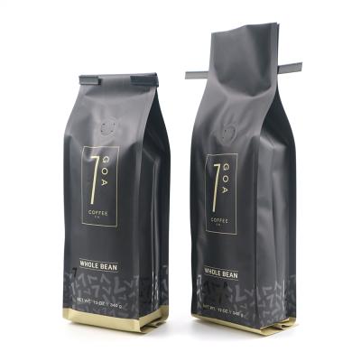 China Custom Biodegradable Security Block Square Bottom Up Valve Coffee Pack Holder Bags For Coffee for sale