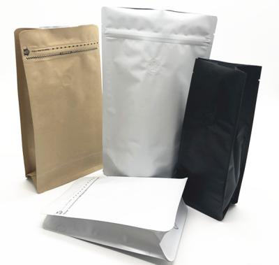 China Recyclable Flat Bottom 125g 500g Coffee Bags Matt Material Packaging Bags With Valve for sale