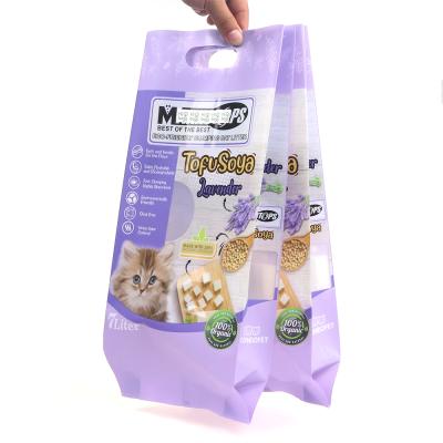 China Custom Printed Biodegradable Paper Moisture Proof Cat Litter Bag Package of 5kg 10kg Packaging With Handle for sale