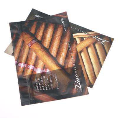 China Custom Printed Tobacco Leaf Cigar Three Side Seal Plastic Packaging Moisture Proof Ziplock Bag For Cigar for sale