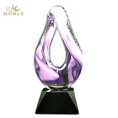 China Europe Custom Design Hand Color Blown Glass Art Trophy Awards for sale