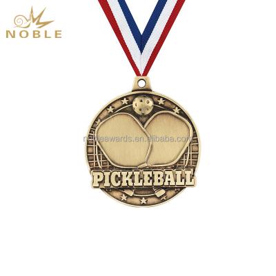 China World Zinc Alloy Gold Pickleball 3d Silver Bronze Sports Medals With Ribbon for sale