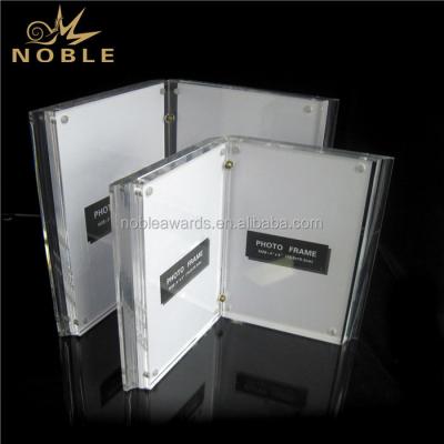 China Acrylic Folding Book Shaped Acrylic Clear Magnet Photo Frame for sale