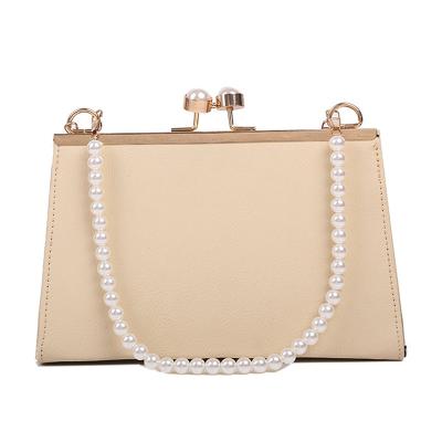 China Fashion \ New Comfortable \ Durable Feminine Women Bag Small Square Leather Western Style Shoulder Chain Bead Ladies Women Handbags Bag Fashionable For Women for sale