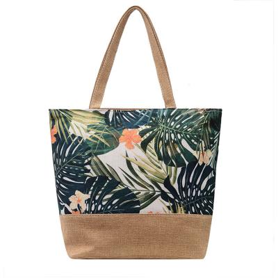 China High Quality Shopping Eco-Friendly Reusable Canvas Tote Bag Outdoor Beach Shoulder Bag Women's Tote Zipped Closure Tote Bags for sale