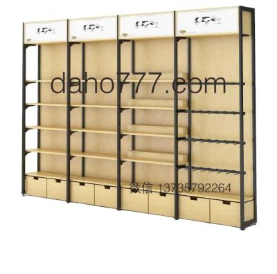 China Single Sided Supermarket Equipment Wall Shelves Wooden Retail Store Display Racks Toys / Clothing / Foods Showcase for sale