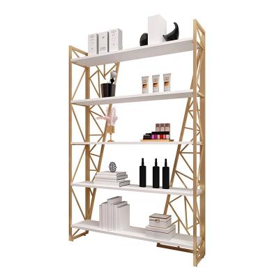 China Metal Display Shelf 5 Tier Cabinet Household / Store Showcase For Books / Single Sided Wooden Cosmetic for sale