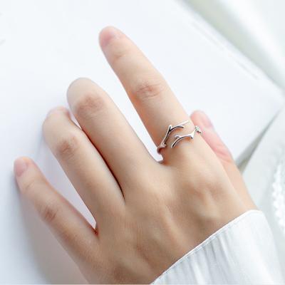 China YSYH S925 Sterling Silver Ring Rhodium Plated Trendy Fashion Jewelry With Antler Design Opening Ring For Women for sale