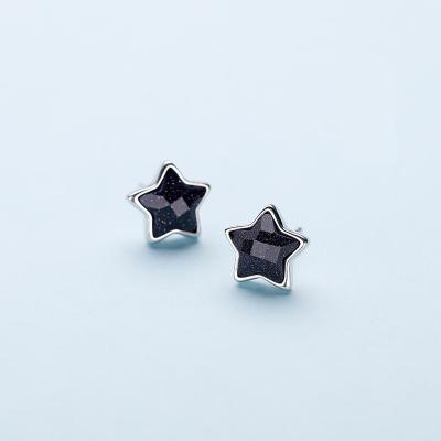 China YSYH TRENDY S925 Fashion Silver Stud Earrings With Lucky Star Design White Gold Plated And Inlaid Sandstone Accessories For Women for sale