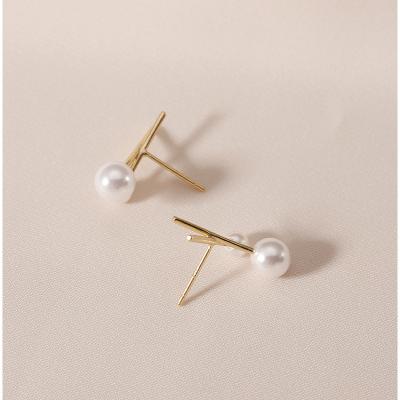 China YSYH TRENDY jewelry s925 ear stud 18k silver gold plated with pearl ball design fashion earring stud for girl for sale