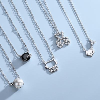 China YSYH TRENDY Fashion Daisy Jewelry 925 Necklaces Circles Silver Rhodium Plated Pendant With Chain For Women for sale