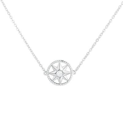 China Factory New Fashion Casual / Sporty Compass 925 Sterling Silver Zircon Necklace For Women for sale