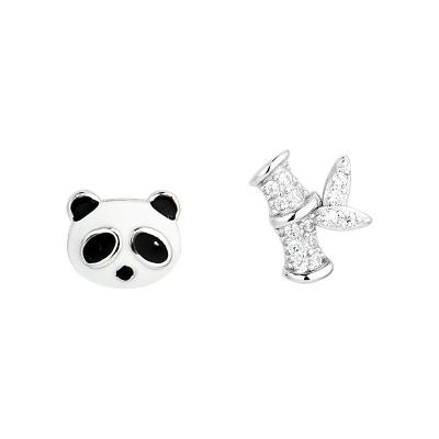 China Manufacturer Fashion Cute Enamel Bamboo And Panda Jewelry 925 Sterling Silver Earring For Women for sale