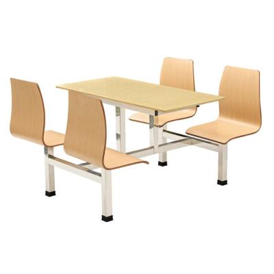 China 2020 Modern Different Height School Canteen Fast Food Restaurant 4 Person Dining Table Connecting With Chairs Set for sale