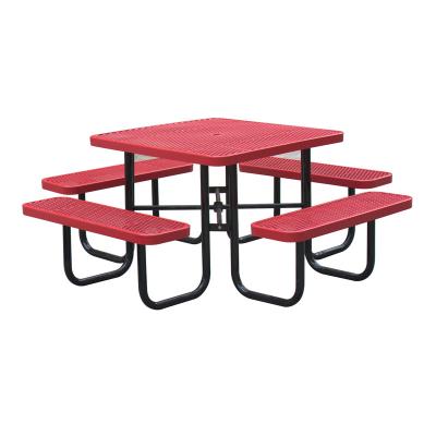 China Modern High Quality Public Student Dinning 8 Seater Canteen Metal Table Table and Round Plastic Chair Set Dining Hall Furniture for sale