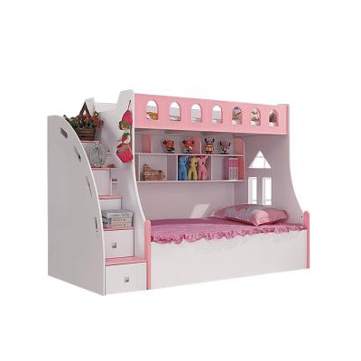 China Modern Bedroom Furniture Kids Dorm School Wooden Bunk Bed With Storage Cabinet for sale