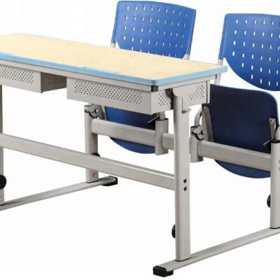 China New Modern School Furniture Factory Manufacture Wooden Student Desk With Bench For School for sale