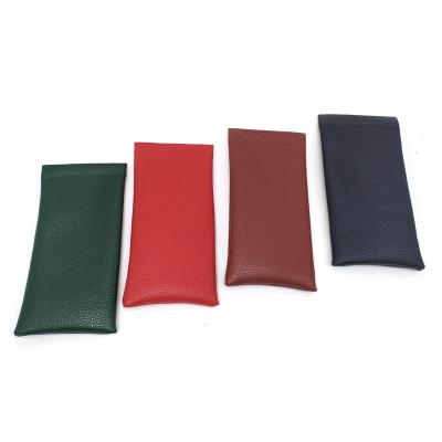 China Fashionable .eco-friendly Sunglasses Case Anti-scratch Portable Leather Soft Glasses Bag Sleeve With Cleaning Cloth for sale