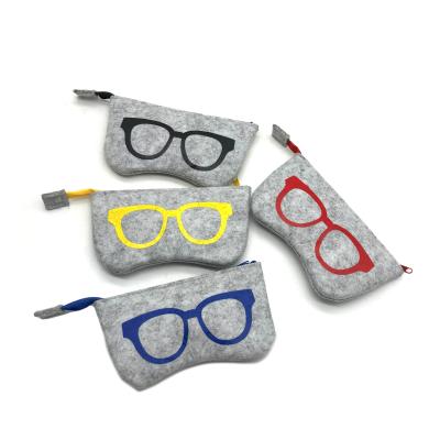 China Case Logo Soft Felt Glasses Pouch Custom Fashional Glass Felt Eyeglass Case Felt Sunglasses Pouch for sale