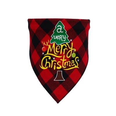 China New Sustainable Cotton Checked Stereo Christmas Pet Triangle Towel Pet Saliva Towel Santa Snowman Dog Scarf for sale