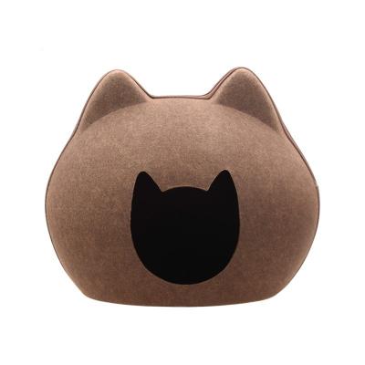 China Viable Workmanship Exquisite Manufacturer New Custom Cute Felt Cat Face Pet House For Cats for sale