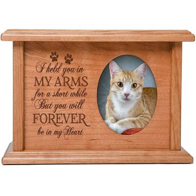 China Good Quality Sustainable Reliable Wholesale Wooden Pet Funeral Casket With Photo for sale