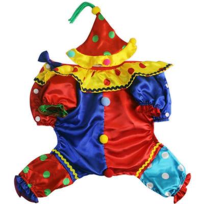 China Viable Christmas Halloween Teddy Pomeranian Pet Cat and Dog Clown Hood Quadruped Costume for sale