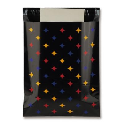 China Self-adhesive custom black poly mailer bags plastic mailing envelopes polymailers polymailers with star print for sale