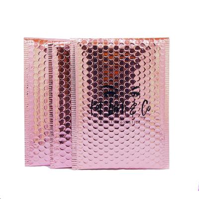 China Strong Adhesive/Shock-resistance/Waterproof/Nice Printing Metallic Rose Gold Custom Logo Padded Foil Bubble Wraps Poly Bubble Mailing Packaging Mailer for sale