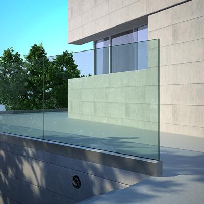 China Bconstruction Modern Side Mounted Tempered Glass Fence Designs With U Channel Base for sale