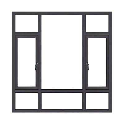 China Magnetic Custom Design Glass Grille Window Frame Black House Aluminum Casement Outswing Window for sale