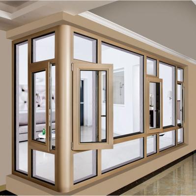 China Foshan Factory Price Magnetic Tempered Glass Standard Aluminum Screen Casement Windows With Security Mesh for sale