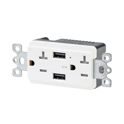 China ETL & cETL Listed Power Plug USB Charger Wall Outlet Residential/General Purpose Wall Outlet for sale