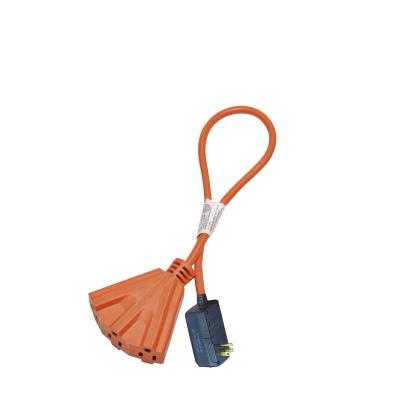 China Home Appliance ETL & cETL Listed Indoor 3 Outlets SJT 16AWG/3C Fan-shaped Power Cable Extension Cord for sale