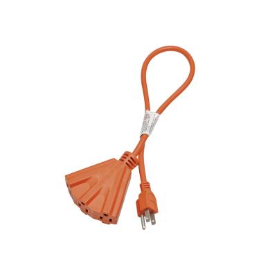 China Home Appliance ETL & cETL Listed Indoor Outdoor Outlets 3 Fan Shaped Power Cable 3 Extension SJTW 16AWG/3C for sale