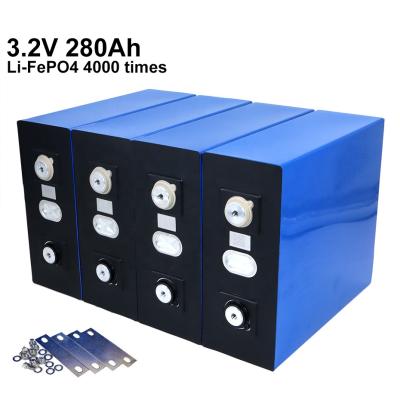 China 4pcs lot 3.2V 280Ah lifepo4 battery cells for 12V 280Ah home storage rv system solar powered battery with 280Ah busbars for sale