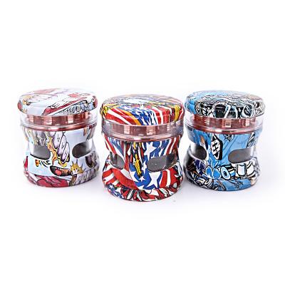 China 2021 New 63mm Wholesale Cartoon Wind Zinc Alloy Zinc Alloy Teeth 4 Pieces Custom Logo Herbal Grinder Side Window For Sale for sale