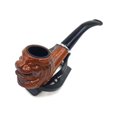 China Modern Resin Smoking Pipe Old Man Head Style Brown Handcrafted Short Wooden Tobacco Pipes Wholesale for sale