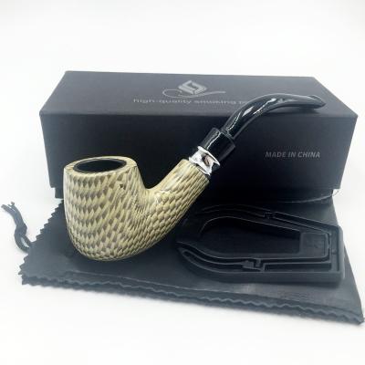 China Solid Wood Modern White Short Smoking Pipes 140MM Tobacco Pipes Cigar Holder Filter Durable Black Retail Packaging Wholesale for sale