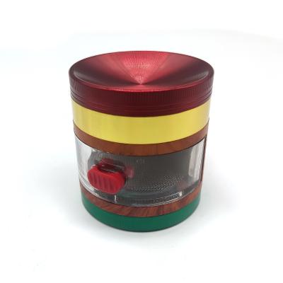 China For Herb Grinder Tobacco Top Window Concave Design Accessories Zinc Alloy Dry Grinder Smoking Herb Grinder With Drawer for sale