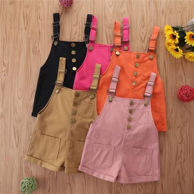 China Mysweeby Hot Sales Wholesale Kids Anti-wrinkle Solid Color High Quality Fashion Shorts Summer Suspenders Little Girls Shorts for sale