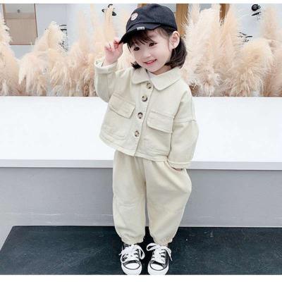 China Korean Style Little Girls Clothes Mysweeby Autumn Casual Children's Clothing Sets Denim Kids Dress Sets for sale