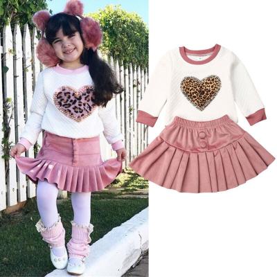 China Mysweeby Autumn Girls Casual Dress Sets Western Style Sweater Skirts Kids 2pcs Dressing Sets for sale