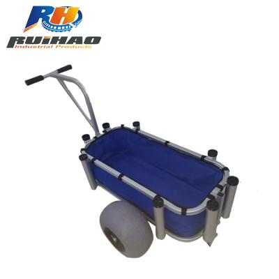 China For beach or fishing 100KG load capacity aluminum beach fishing trolley with 2 ball wheels for sale