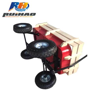 China Easy-Carry Pulling Four Pneumatized Wheels Wooden Baby Toy Wagon for sale