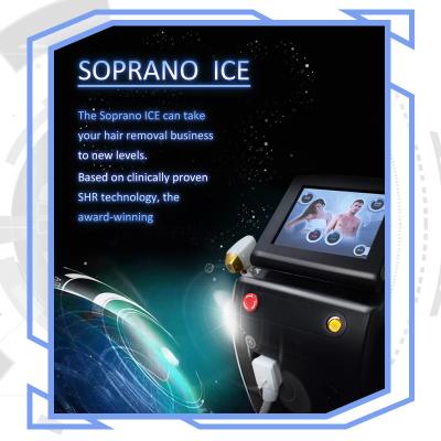 China New Hair Removal Soprano Ice Titanium Diode Laser Machine 755 808 Best 1064 Laser Hair Removal Professionals for sale