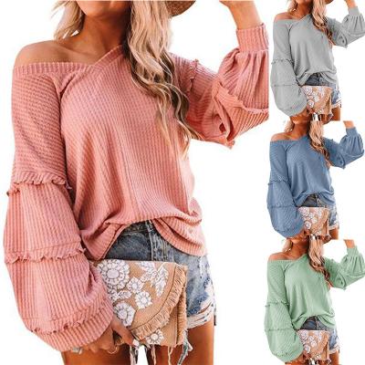 China Breathable Solid Color Sweaters Women Tops Matching Woman Tops Breathable Fashionable Women's Sweaters for sale