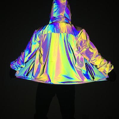 China Wholesale Autumn Raincoat Cool Rainbow Long Sleeve Boy Reflective Jacket With Hat Men's Jacket Men's Reflective Jackets&coats for sale