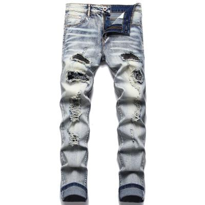 China Viable Wholesale Men Skinny OEM Designer Ripped Fancy Biker Jeans for sale