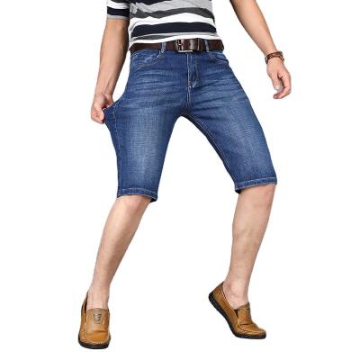 China Viable Youth Fashion Blue Men Jean Shorts With Elastic Waistband Summer Men Jean Shorts for sale